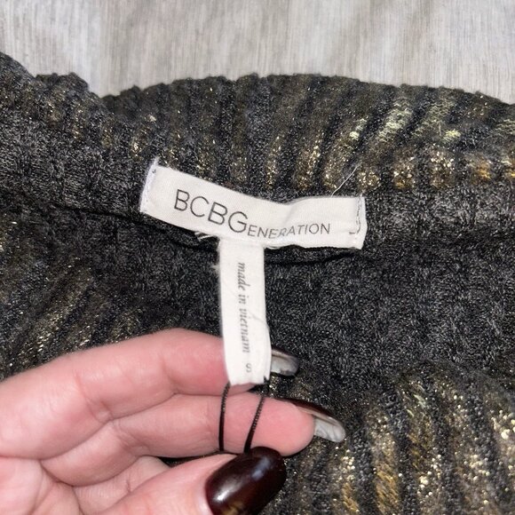 BCBGeneration Black Metallic Striped Off Shoulder Top & Pencil Skirt Set Small - Picture 5 of 12